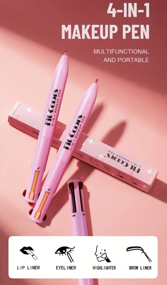 4 En 1 Lápiz De Gel Delineador De Ojos, Negro Blanco Rojo Marrón Lápiz De Maquillaje Delineador De Ojos 4 Colores Sombra De Ojos Natural Resaltador Lápiz Labial Maquillaje Pen